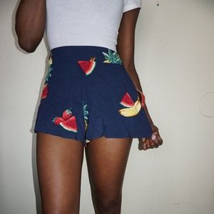 Tropical Fruit High-Wasited Shorts